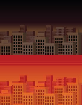 City Building Background at Dawn and Dark Night vector