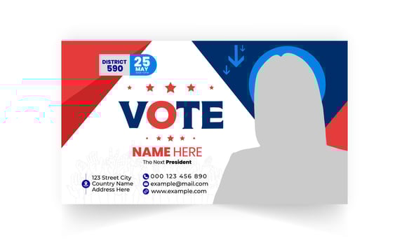 vote postcard template design layout. vector
