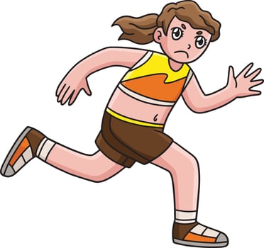 Track and Field Female Athlete Running Clipart vector