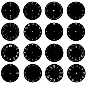 Clock face icon set. Time illustration sign collection. Clock symbol. Wall clock logo. vector
