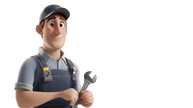 A friendly mechanic holding a wrench in a workshop setting during the day, ready to assist with vehicle repairs. png