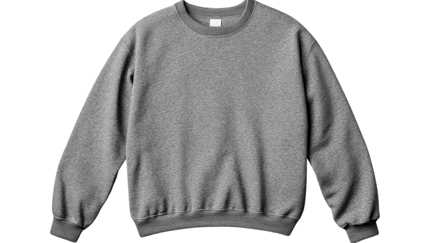 Gray crewneck sweatshirt with long sleeves suitable for casual wear and layering during cool weather. png