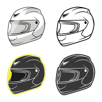 Motorbike helmet grey black and white colors illustration vector