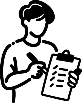A person mark checklist, hand drawn icon vector