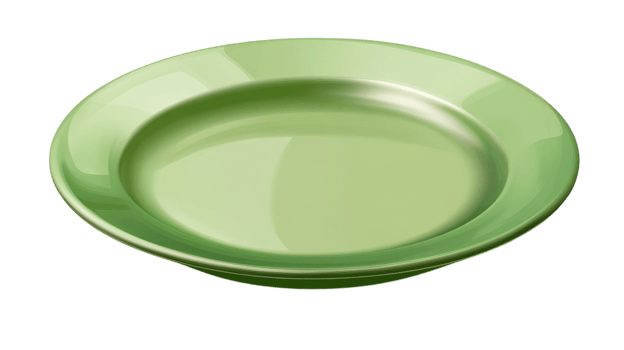 A simple green plate on a transparent background, perfect for showcasing food or table settings in a fresh and modern style. png