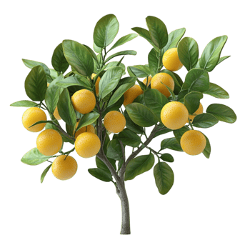 Citrus Tree with Yellow Fruits on Transparent Background png