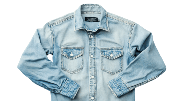 A denim shirt is shown on a black background png