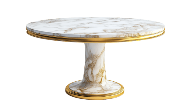 Elegant Marble Dining Table with Gold Accents Perfect for Upscale Interior Decor and Stylish Gatherings. png