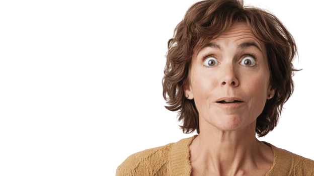 A mature woman expressing disbelief with her eyes, showcasing a range of emotions suitable for illustrating various narratives in articles, blogs, or marketing materials.. png