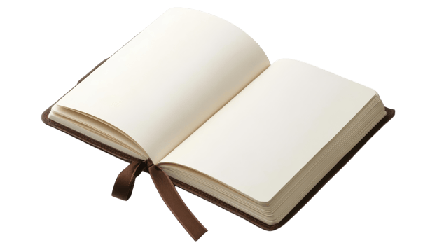 An open book with a brown ribbon tied around it png