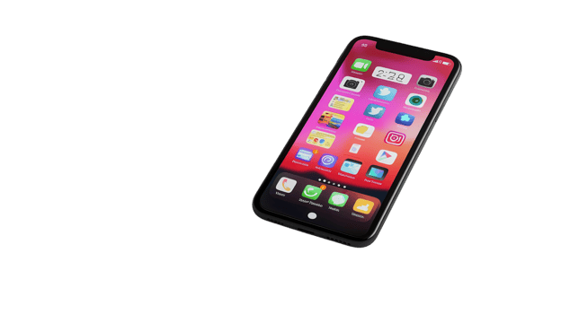 A modern mobile phone displaying various applications on its screen, perfect for illustrating technology, communication, and productivity concepts in marketing materials or presentations.. png