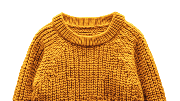 Stylish Mustard Yellow Sweater with Ribbed Cuffs Perfect for Seasonal Fashion and Casual Outfits. png
