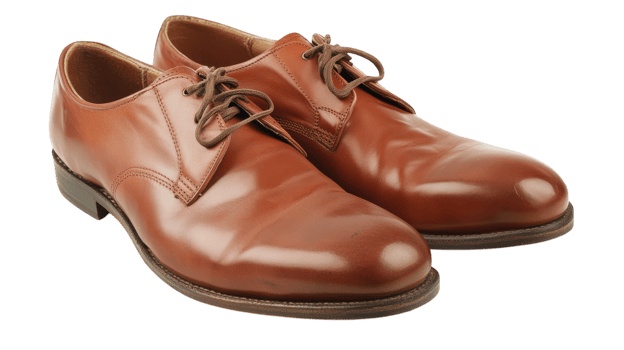 A Pair of Polished Leather Shoes with Laces Ideal for Formal Occasions and Business Attire. png
