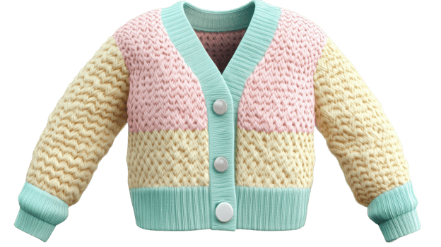Stylish Pastel Colored Cardigan with Pearl Buttons Perfect for Spring Fashion and Casual Outfits. png
