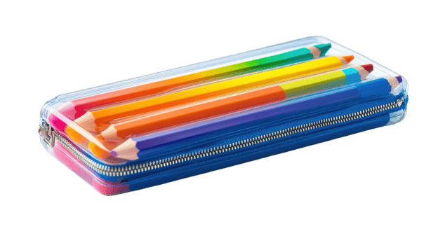 Isolated Plastic Pencil Case with Zipper for Organizing Stationery Supplies and School Essentials. png