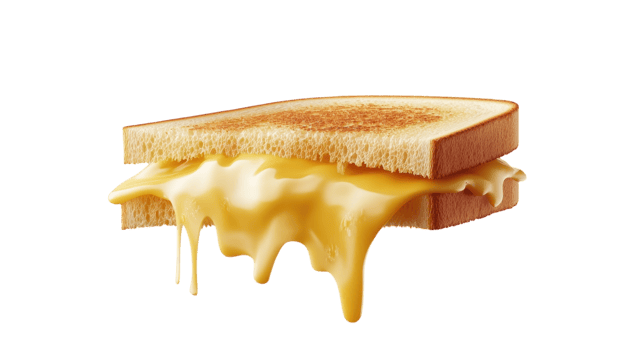 Deliciously Melted Grilled Cheese Sandwich Perfect for Lunch and Snack Ideas with Crispy Golden Bread and Savory Cheddar Cheese. png