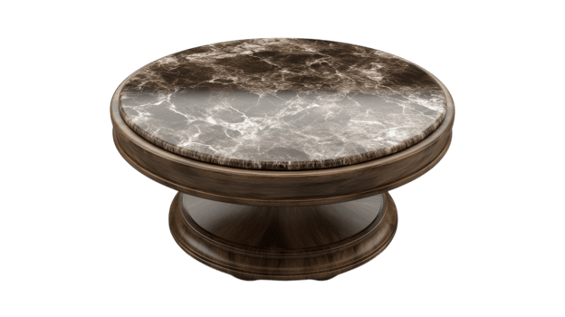 Elegant Round Coffee Table with a Stunning Marble Top Perfect for Modern Living Rooms and Stylish Interiors. png
