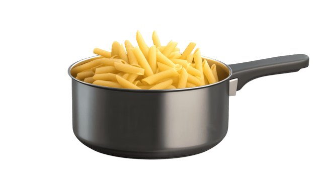 A saucepan boiling with pasta, perfect for demonstrating cooking techniques and showcasing delicious meal preparation in culinary projects, blogs, and recipes.. png