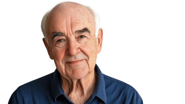 A Senior Man with a Look of Contentment in His Eyes, Perfect for Illustrating Themes of Wisdom, Peace, and Happiness in Various Projects, Including Mental Health Campaigns or Lifestyle Articles. png