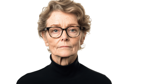 A Senior Woman with a Stern Expression Captured in a Thoughtful Moment, Ideal for Portraying Wisdom and Strength in Various Contexts. png
