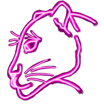 Line art of neon lights of a Panther View From Side png