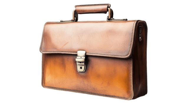 Sleek Leather Briefcase with Metal Clasps for Professional Use and Elegant Style in Business Settings. png