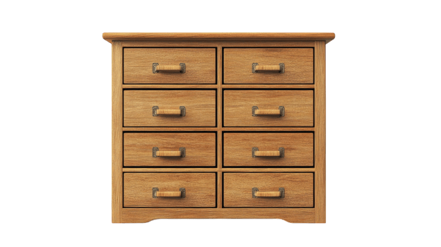 A wooden chest of drawers with six drawers png