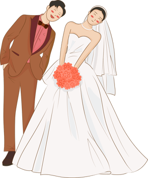 Cartoon Chibi Wedding Couple , Groom and Bride png
