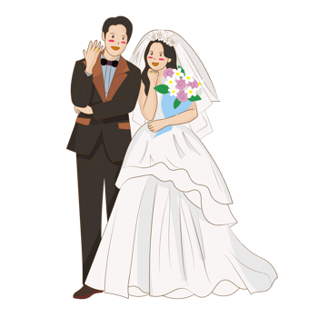 Cartoon Chibi Wedding Couple , Groom and Bride png