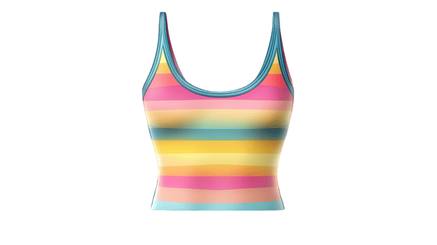 A women's tank top with a rainbow stripe pattern png