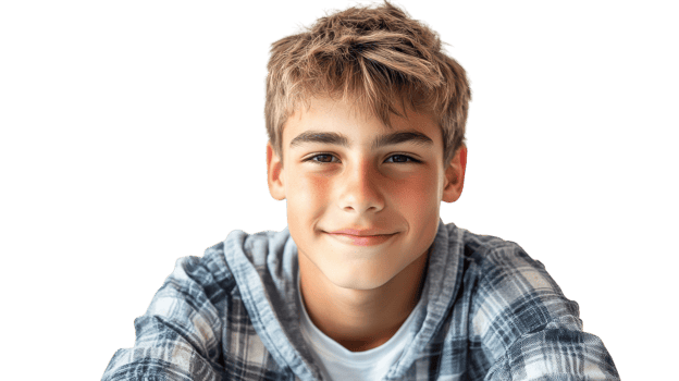 A boy smiling while looking at the camera png