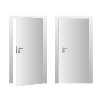 Set of open and closed doors. Classic room concept. illustration vector