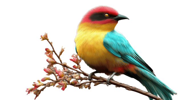 A colorful bird is perched on a branch png