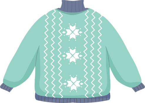 warm kintted sweater turquoise colour png