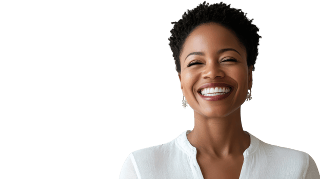 A woman smiling with her mouth open png