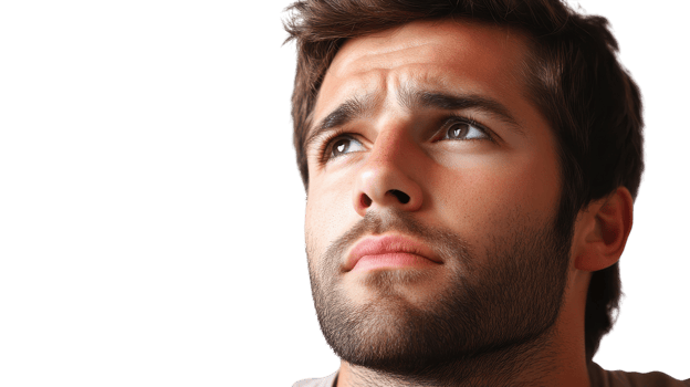 A man looking up with his eyes closed png