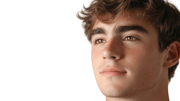 A young man with curly hair looking to the side png