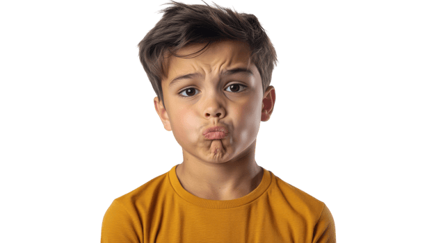 A young boy making a funny face png