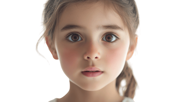 A young girl with big eyes looking at the camera png