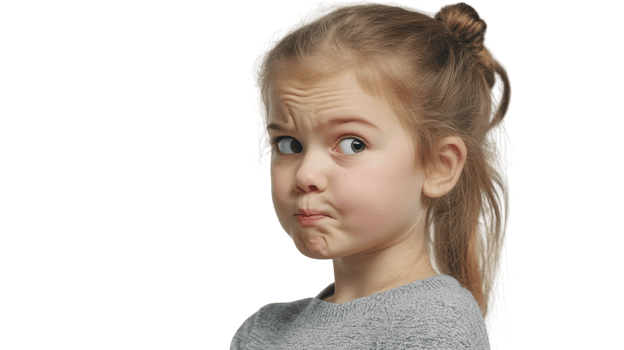 A little girl with a funny expression png