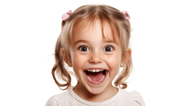 A little girl is making a funny face png