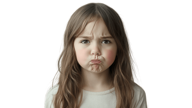 A little girl with a face full of makeup png
