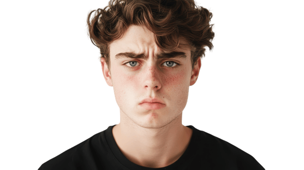A young man with curly hair and a black shirt png