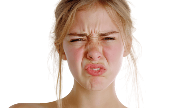 A woman with her mouth open and a face full of tears png