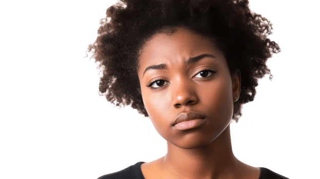 A young black woman with an afro hair style png