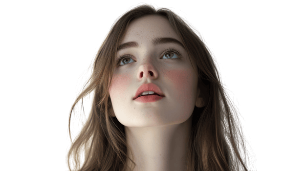 A woman with long hair and blue eyes png
