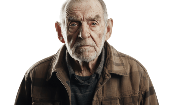 An elderly man with a beard and jacket png