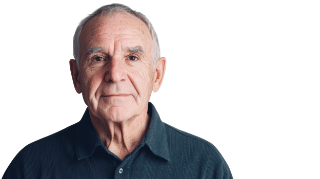 An older man in a black shirt and black shirt png