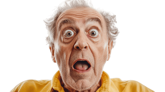 An older man with a surprised expression png