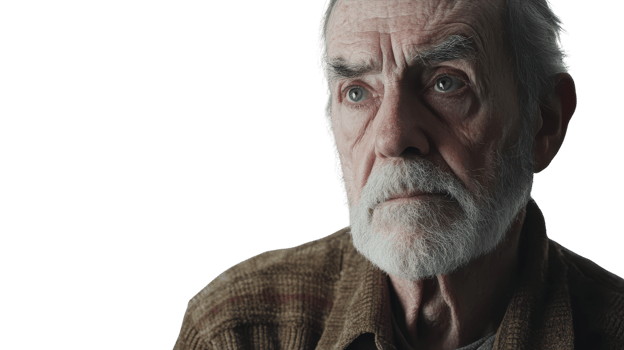 An older man with a beard and white hair png